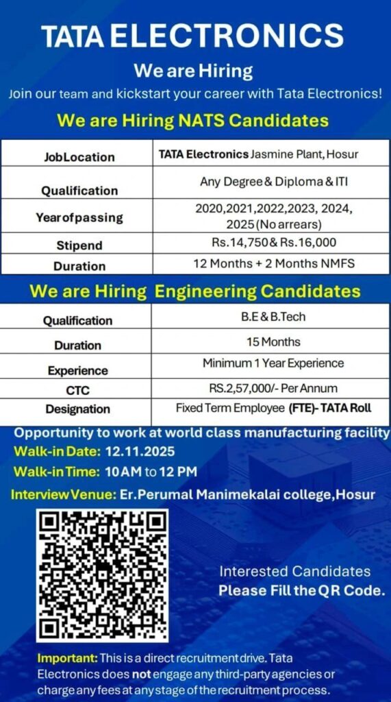 Tata Electronics Recruitment 2025