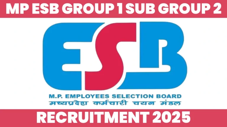 MP ESB Group 1 Sub Group 2 Recruitment 2025 official notification details