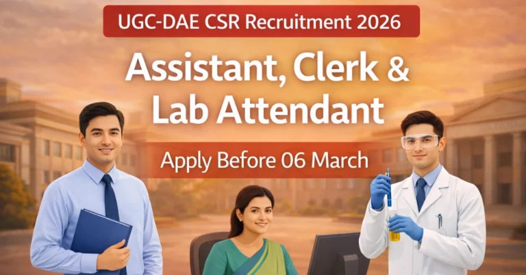 UGC DAE CSR Recruitment 2026 Assistant Clerk Lab Attendant Vacancy Notification