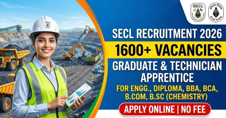 SECL Recruitment 2026 Notification for 1600 Graduate and Technician Apprentice Posts.