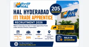 HAL ITI Apprentice Recruitment 2026 notification for 205 vacancies in Hyderabad
