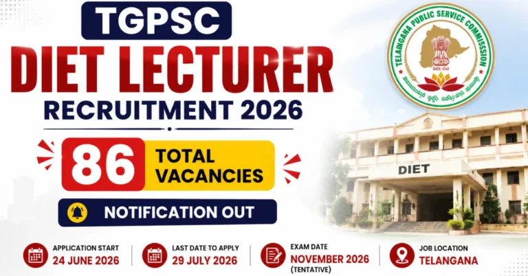 TGPSC DIET Lecturer Recruitment 2026 notification released for 86 Senior Lecturer and Lecturer vacancies in Telangana