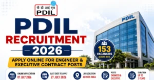 PDIL Recruitment 2026 notification for Engineer and Executive Contract Posts with online application details.