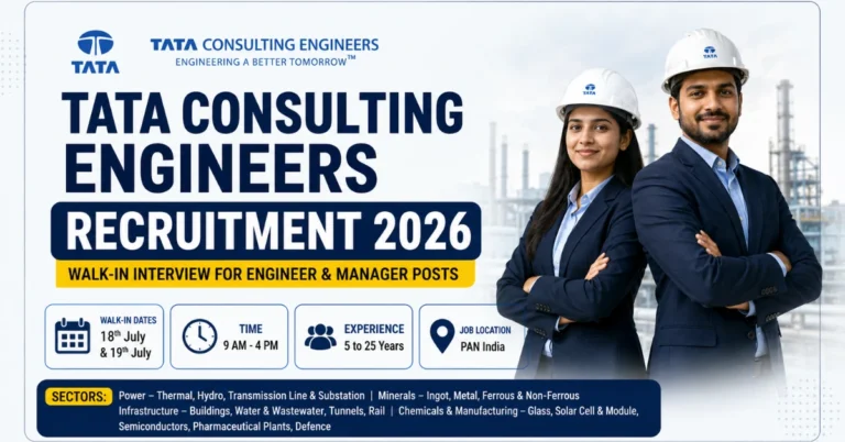 Tata Consulting Engineers Recruitment 2026 walk-in interview for Engineer and Manager posts