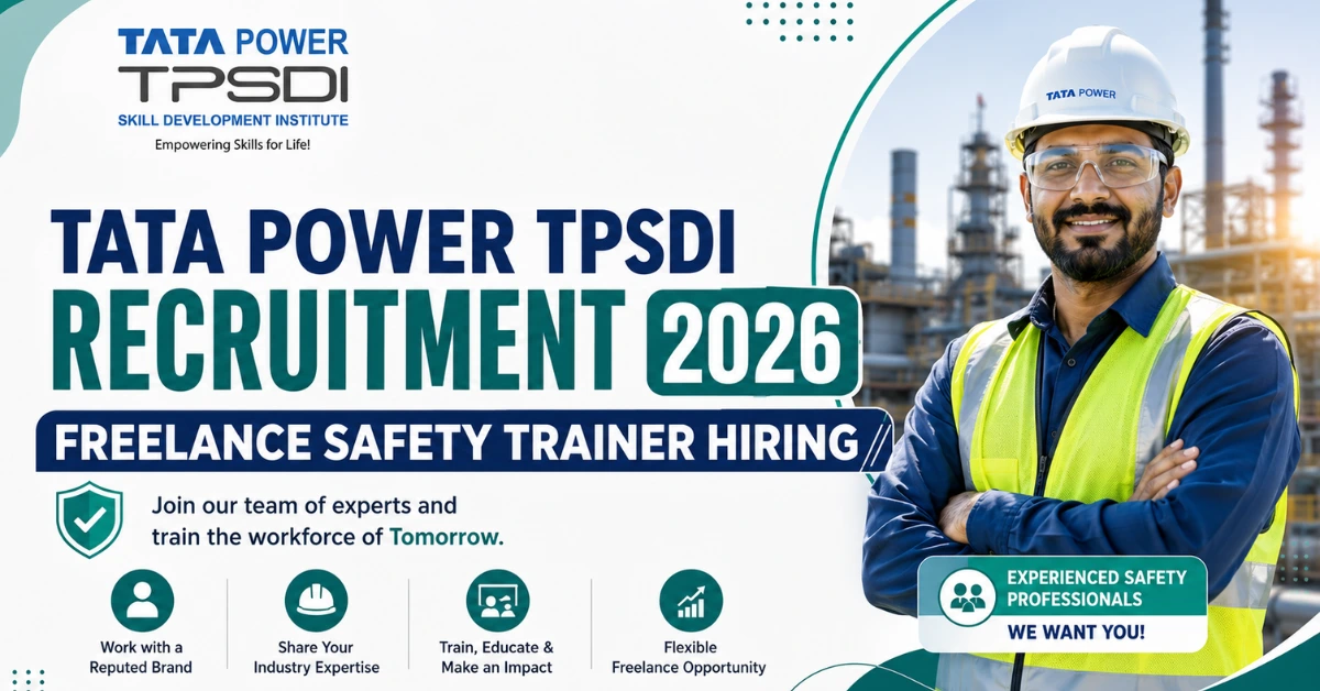 Tata Power TPSDI Recruitment 2026 thumbnail for Freelance Safety Trainer Hiring