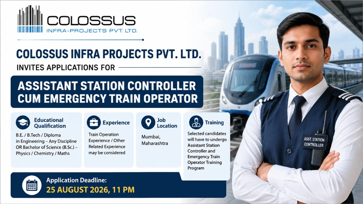 Colossus Infra Projects Recruitment 2026 for Assistant Station Controller cum Emergency Train Operator