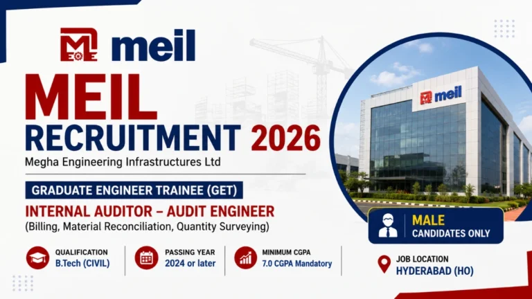 MEIL Recruitment 2026 for Graduate Engineer Trainee (Civil) Internal Auditor