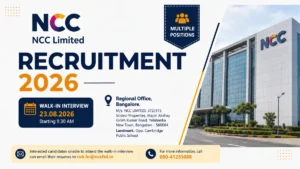 NCC Limited Recruitment 2026 walk-in interview for multiple posts in Bangalore