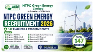 NTPC Green Energy Recruitment 2026 for Engineer and Executive posts