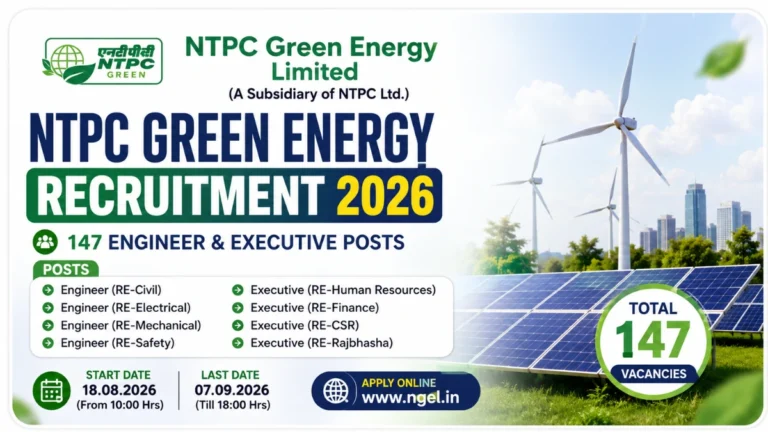 NTPC Green Energy Recruitment 2026 for Engineer and Executive posts