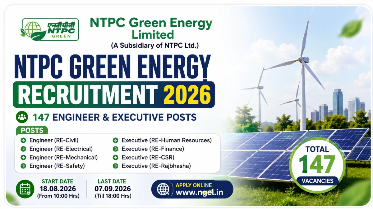 NTPC Green Energy Recruitment 2026 for Engineer and Executive posts