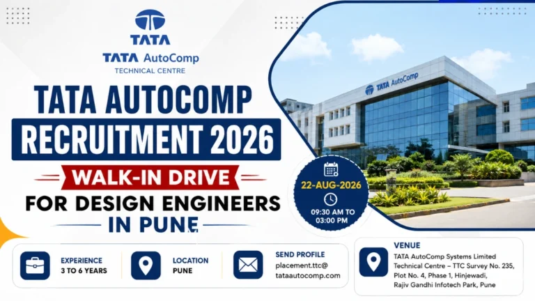 TATA AutoComp Recruitment 2026 walk-in drive for Design Engineers in Pune