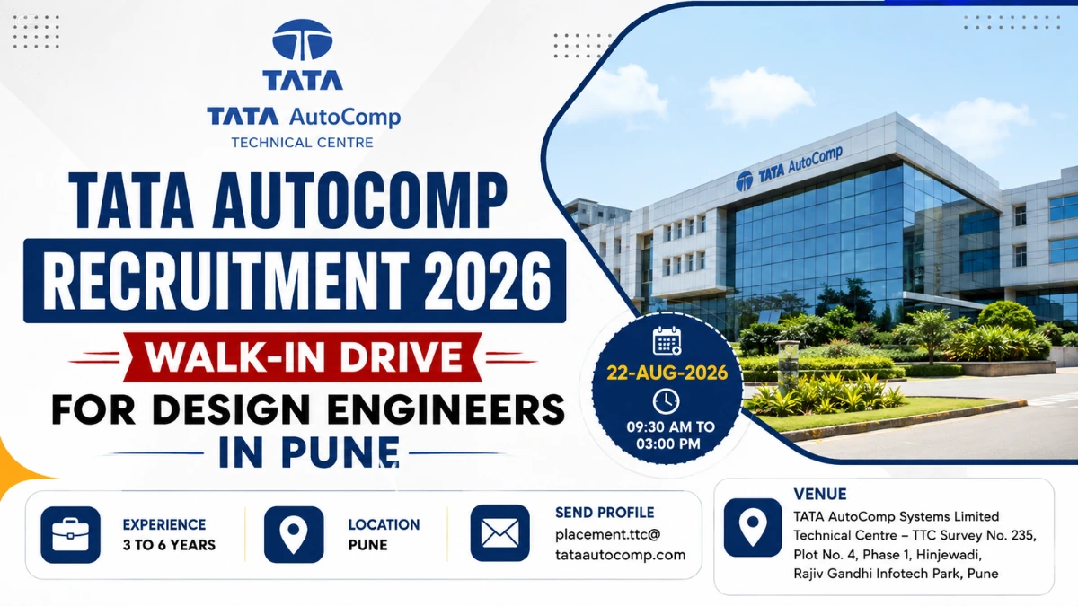 TATA AutoComp Recruitment 2026 walk-in drive for Design Engineers in Pune