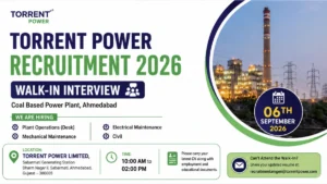 Torrent Power Recruitment 2026 walk-in interview for Executive posts in Plant Operations, Mechanical Maintenance, Electrical Maintenance and Civil in Ahmedabad