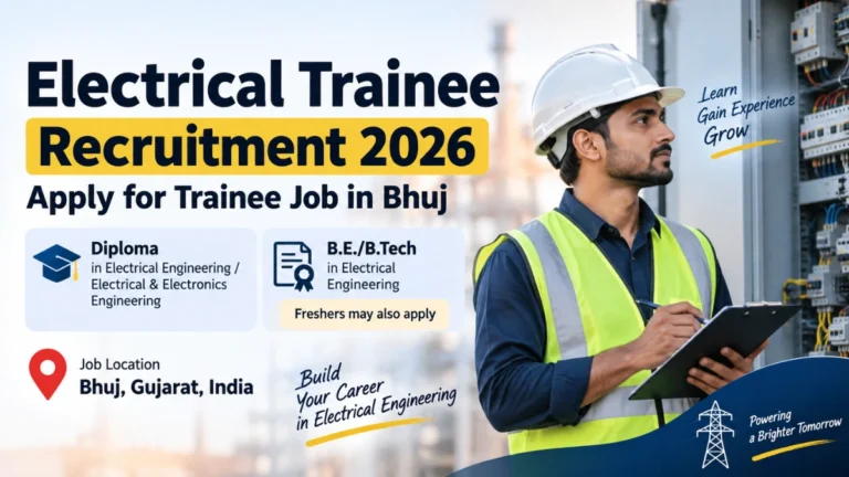 Electrical Trainee Recruitment 2026 – Trainee job in Bhuj, Gujarat
