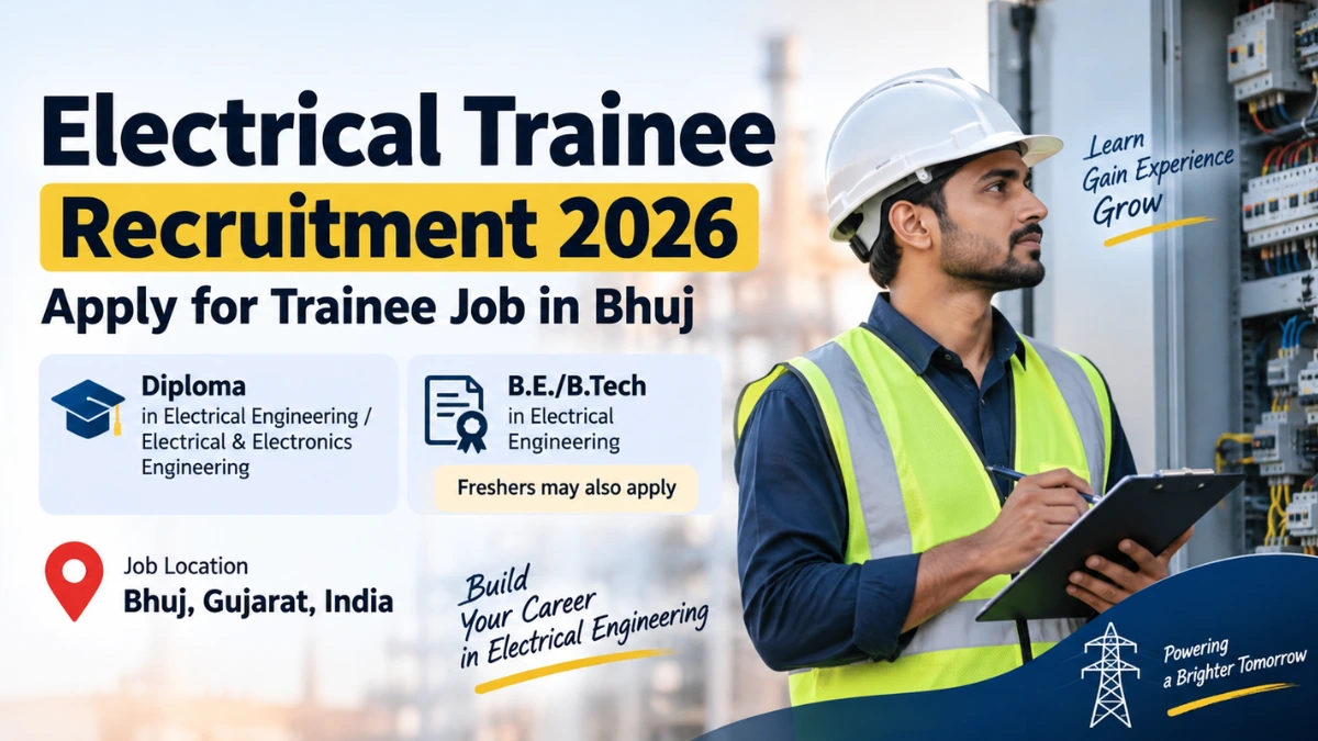 Electrical Trainee Recruitment 2026 – Trainee job in Bhuj, Gujarat