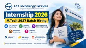 L&T Technology Services Internship 2026 for M.Tech 2027 Batch