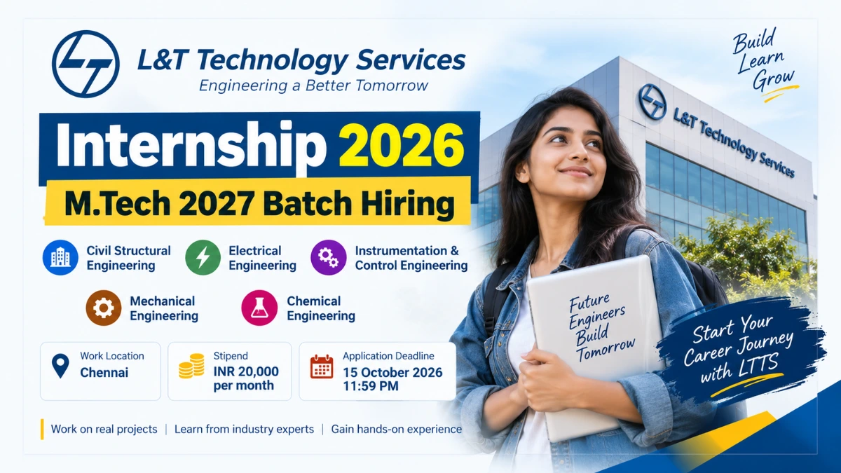 L&T Technology Services Internship 2026 for M.Tech 2027 Batch