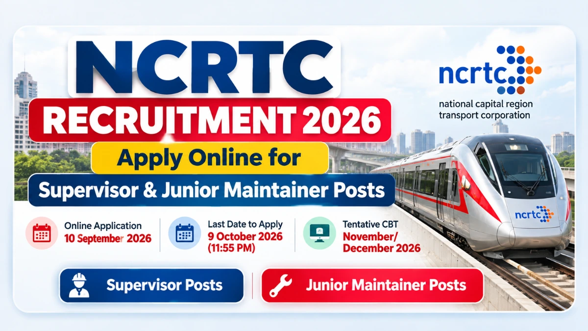 NCRTC Recruitment 2026 for Supervisor and Junior Maintainer Posts