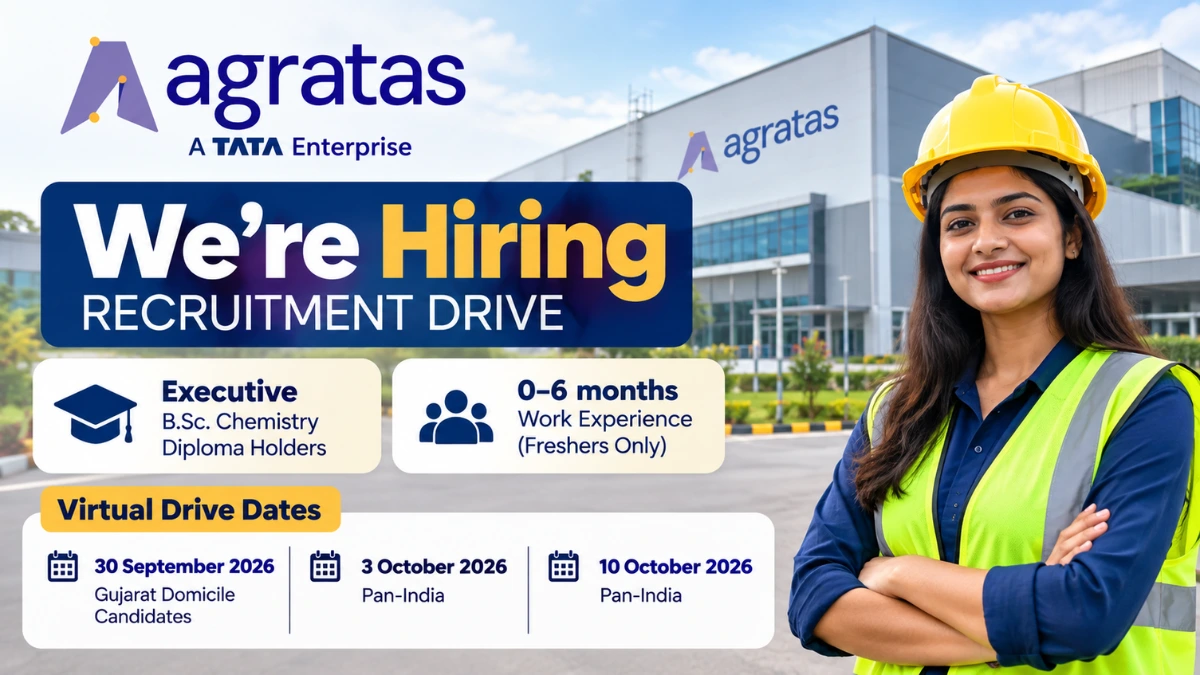 TATA Agratas Recruitment 2026 for Executive jobs for B.Sc Chemistry and Diploma holders