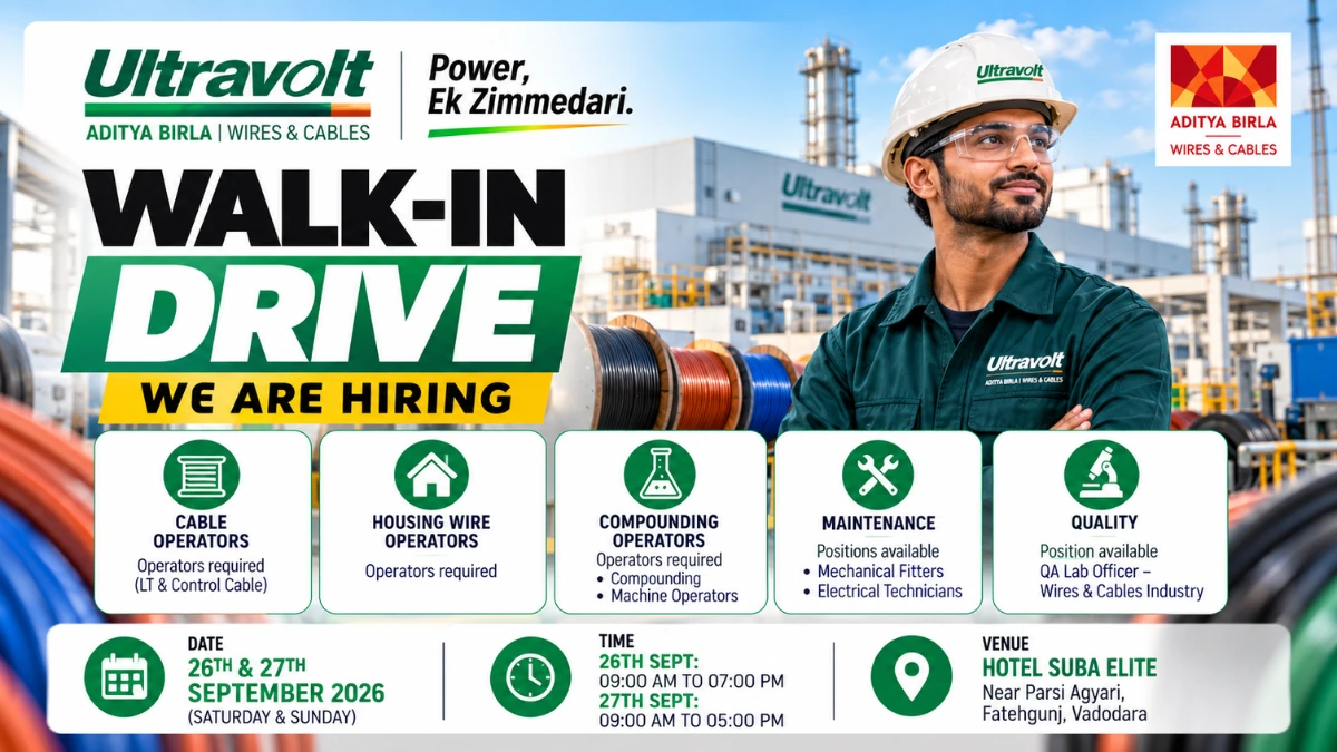 Ultrvolt Recruitment 2026 walk-in drive for engineers and technicians