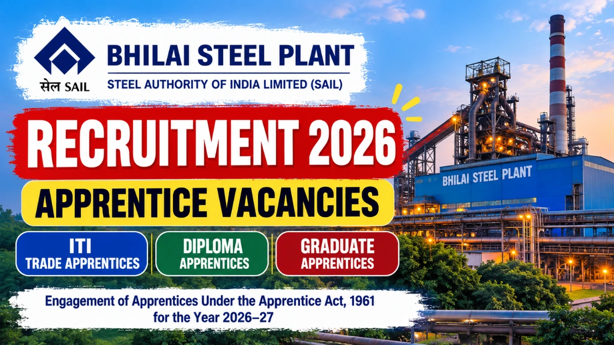 Bhilai Steel Plant Recruitment 2026 for ITI, Diploma and Graduate Apprentices