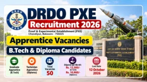 DRDO PXE Recruitment 2026 apprentice vacancies for B.Tech and Diploma candidates