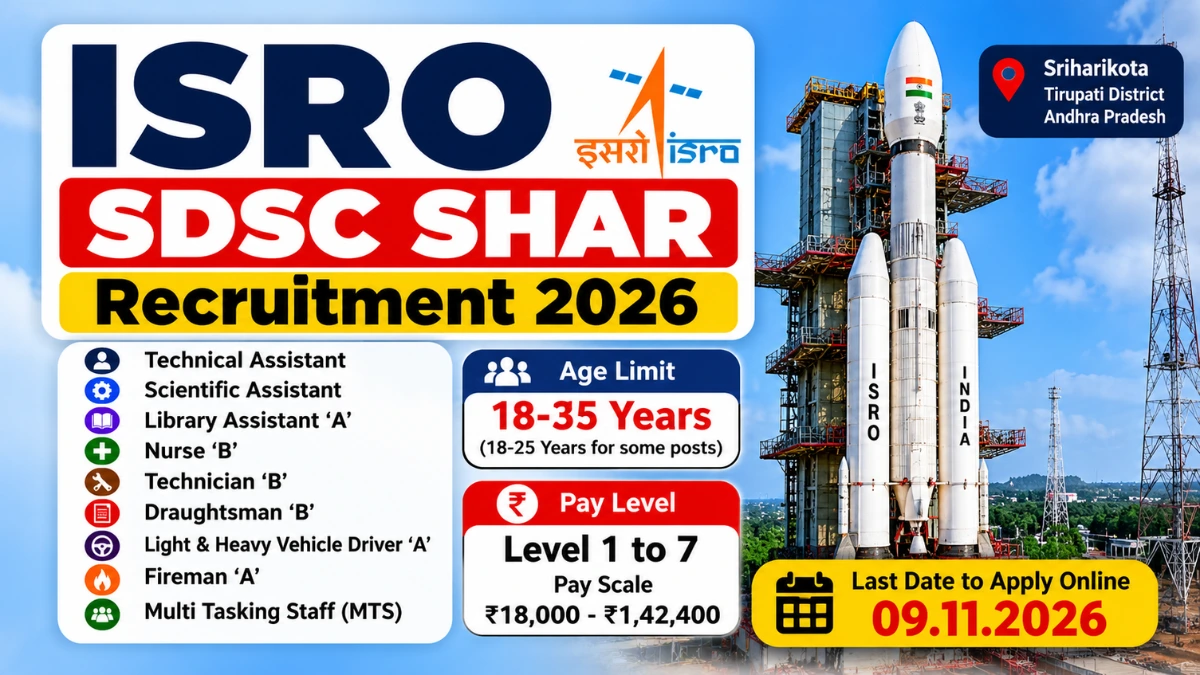 ISRO SDSC SHAR Recruitment 2026 notification for Technical Assistant, Technician and other posts