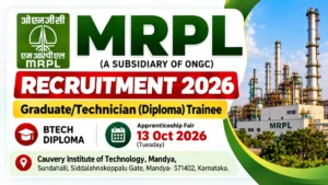 MRPL Recruitment 2026 for Graduate and Diploma Engineering Candidates