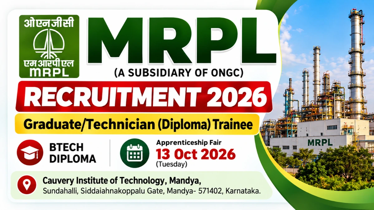 MRPL Recruitment 2026 for Graduate and Diploma Engineering Candidates